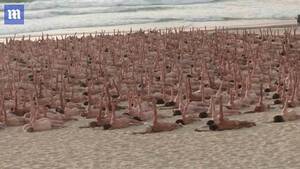 candid camera nude beach xxx - Spencer Tunick nude photo shoot: People strip down naked at Bondi Beach for  skin cancer awareness | Daily Mail Online