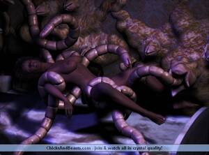 ebony tentacle sex - Hardcore Tentacle Fuck for Helpless Ebony Chick