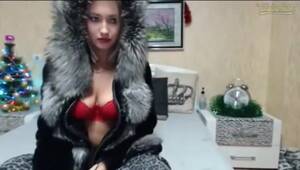 fur coat porn web cam - Blonde in fur coat modeling on cam