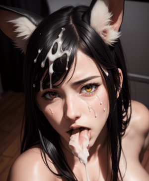 cum covered black hair - League Of Legends Game Porn - Foxgirl, Yellow Eyes, Cum In Mouth, Gag, Cum  On Face, Ai Generated, Black Hair - Valorant Porn Gallery