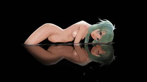 nude anime ebony - Download 1920x1080 water, nude, blue eyes, mirrors, black background, anime  girls, green hair, reflections Porno Photos, Erotic Wallpapers