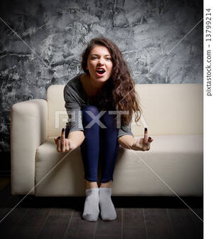Amateur Tiny Petite Girl Fucking - Young girl shows fuck gesture - Stock Photo [13799214] - PIXTA
