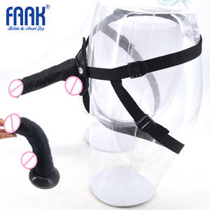 Couple Dildo - FAAK Black Blet Strap On Small Dildo Couple Adult Game Toy 19*3.5cm Harness
