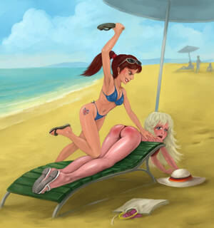 beach spank - thumbs.pro : spankasticart: Another beach spanking by Gesperax