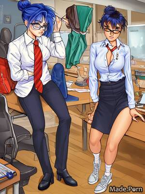 Croatian Porn Cartoons - Porn image of croatian blue hair suit nylon glasses gray cotton created by  AI