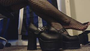 gothic high heel footjob - Goth Girl Shows off new Black Platform Heels and Fishnet Stocking Feet -  Pornhub.com