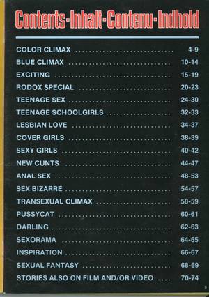8mm Loop Porn Banned - Index from Color Climax Magazine Catalog ...