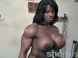 ebony silicone tits - Big Tits Ebony Muscled Silicone Tits Sport