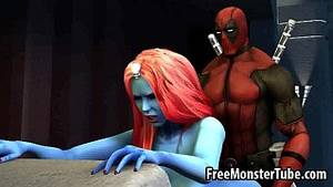 3d Deadpool Porn - Blue skinned 3D cartoon babe gets fucked by Dea.