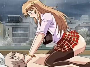 hot hentai riding - Sex-crazy busty anime enjoys riding hard cock in the presence of voyeur