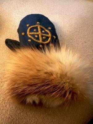 Medieval Furry Porn - wadmal mitten lined with rabbit and fox fur Sun cross Mitten