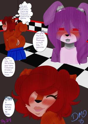 Foxy X Jasmine F Naf Porn - e621 animatronic anthro blue_skirt blush bonnie_(fnaf) brown_eyes brown_fur  butt comic discordmelody female five_nights_at_freddy's