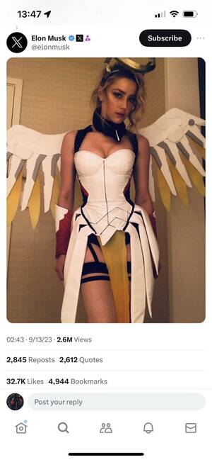 Amber Heard Solo Porn - Elon would have Amber Heard dress up as Mercy : r/Destiny