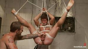 Gay Sex Toy Captions - ... Tied Gay With His Legs Spread Receives A Deep Fuck