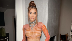 Megan Fox Naked Sex - Megan Fox Wears Sheer Orange JPG Dress with Nude Nipple Pasties