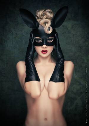Bunny Head Porn - Bunny Girl, mask, ears and black glove.with red lips you\