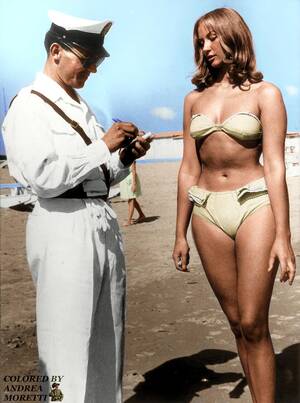 italian topless beach - Colorized] A traffic cop fines a woman for wearing a bikini. Rimini, Italy,  1957 [1523x2048] : r/HistoryPorn