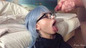 Blue Glasses Porn - Purple Hair Glasses Girl Gets A Face Full Of Nut Porn Gif | Pornhub.com