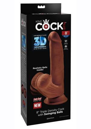 big dildo cock balls - King Cock Plus Triple Density Dildo With Swinging Balls 8in - Chocolate |  TabooAdultToys.com