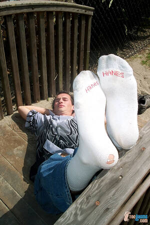 Feet Sock Porn - Kevin's Dirty Holey White Hanes Socks, and Bare Male Feet - Male Feet Blog