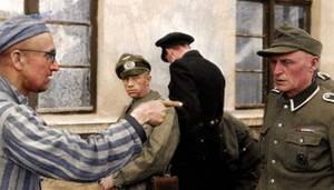 Forced Nazi Sex Camps - A concentration camp victim identifies a SS guard, 1945