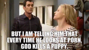 Modern Family Porn Captions - YARN | But I am telling him that every time he looks at porn, God kills a  puppy. | Modern Family (2009) - S01E12 Not in My House | Video clips by  quotes | c75e1cca | ç´—