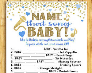 Boys Taking A Bath Porn - Baby Shower Game Printable - Name That Song, BABY! - Baby Blue and Gold
