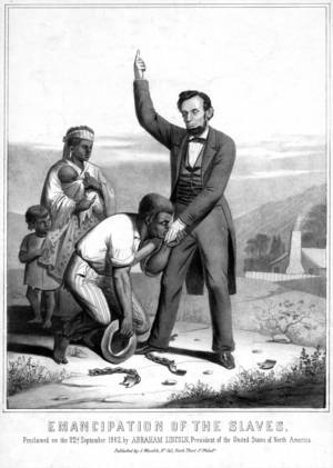 civil war slave cartoon porn - Leader controlling a black slave soldier. Slavery was still in effect in  the civil war