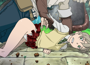 Giriko Soul Eater Porn - ice place, giriko (soul eater), maka albarn, soul eater, 00s, ass, bent  over, clothed sex, clothes lift, frown, green eyes, grin, imminent rape,  necktie, outdoors, panties, public indecency, rape, scared, school uniform,