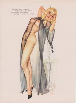 1950s Vintage Sexy Cartoons - Sheer Gown Vintage Vargas Nude Pin Up Girl Playboy Picture. \