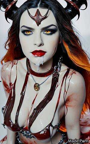 blowjob gangbang art - Porn image of black blowjob cum swapping bukkake gangbang long hair orange  created by AI