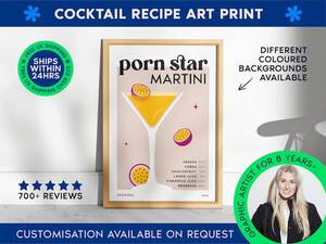 Bar Porn Star - Porn Star Martini Classic Cocktail Art Print Bar Cart Decor - Etsy Norway