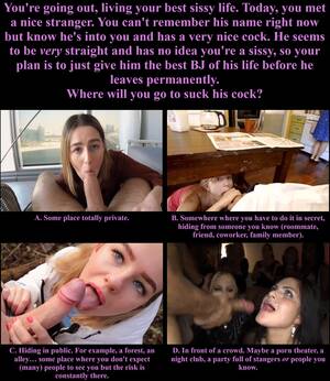 cock sucking basics - Do you prefer sucking cock in public or private? : r/sissycaptions