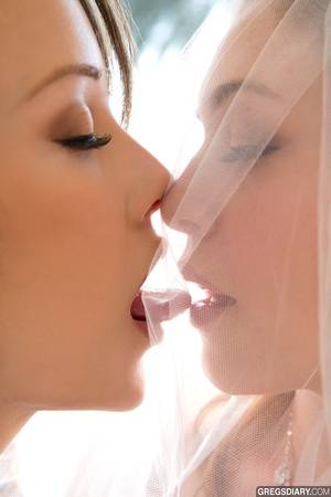 lesbian kissing close up tit - Malena Morgan kisses the bride. By high-end glamour photographer Greg Lansky