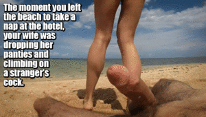 beach porn captions - bad wife on the beach - Porn With Text