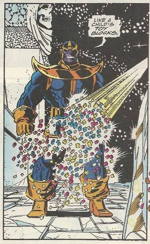 Marvel Universe Porn - Next we have Quasar facing Thanos in a Leone-esque showdown. Surely the  heir to Captain Marvel will put up more of a fight: