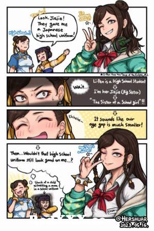 Japanese Schoolgirl Porn Comic - Chun-Li & Li-Fen | "High school girl and her sister?"  | Comic Art by Hershuar from www koel xxx comic nude soto porna  village school girl xxx videoian girl crying iwwwmyqornwapeomteacher sex