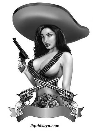 beautiful latina nude art sketch - mexican chola pin up | Charra Pin Up Tattoo Design 6