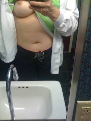 Flash Your Tits At Work - My Medium Tits Shot With IPhone - Selfie by Atlanta Nurse. \