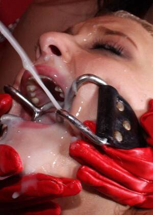 cum in throat bondage - cum facial and ring gag