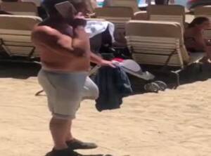 big dick beach bulges - Dad's obscene beach bulge