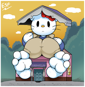 Hello Kitty Tag Team Porn - 240782 - suggestive, artist:electricsnowfox, hello kitty (sanrio), cat,  feline, mammal, anthro, hello kitty (series), sanrio, big breasts, breasts,  female, giantess, macro - Furbooru
