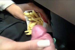 handjob cumshot in public - 