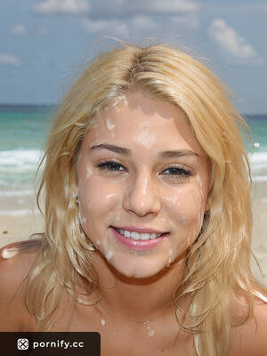 huge beach cumshot - British Teen Blonde Bombshell Jumps on Beach with Huge Round Boobs and Cum-Covered  Hair | Pornify â€“ Best AI Porn Generator