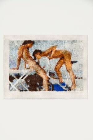 high kick antique pornography - Artist Leah Emery Cross-Stitches Scenes From Vintage Pornography | HuffPost  Entertainment