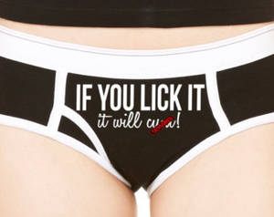hot girl thong panties upskirt - If You LICK IT It will CUM boyfriends brief style panties underwear funny  sexy rude oral