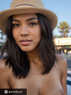 big boobs black hat - Sultry Teen Athlete: Black-Haired Ebony Teen with Big Tits and Playful  Expression | Pornify â€“ Free PremiumÂ® AI Porn