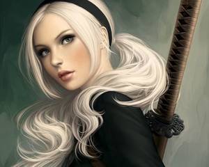 3d Cgi Porn Silver Hair - katana, cute, long hair, plain, 3d,