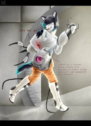 Furry Portal 2 Porn - 50348 - safe, artist:grey.wolf, chell (portal), fact core (portal), turret ( portal), oc, oc:nico (grey.wolf), canine, fictional species, mammal, robot,  wolf, anthro, portal (game), valve, ambiguous gender, cosplay, english  text, female, female focus,