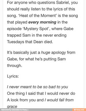 Cute Sabriel Supernatural Porn - sabriel spn - Google Search // ... the song is the reason why